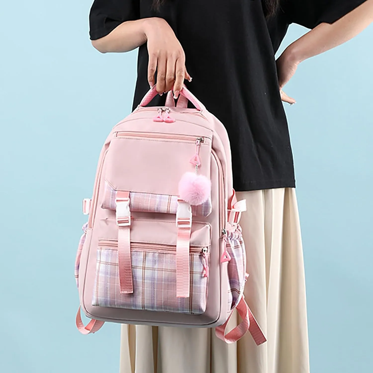 Leather Backpack Purse for Women Multifunction Practical Layered Backpacks Outdoor Travel Slim Laptop Backpack(One Size)