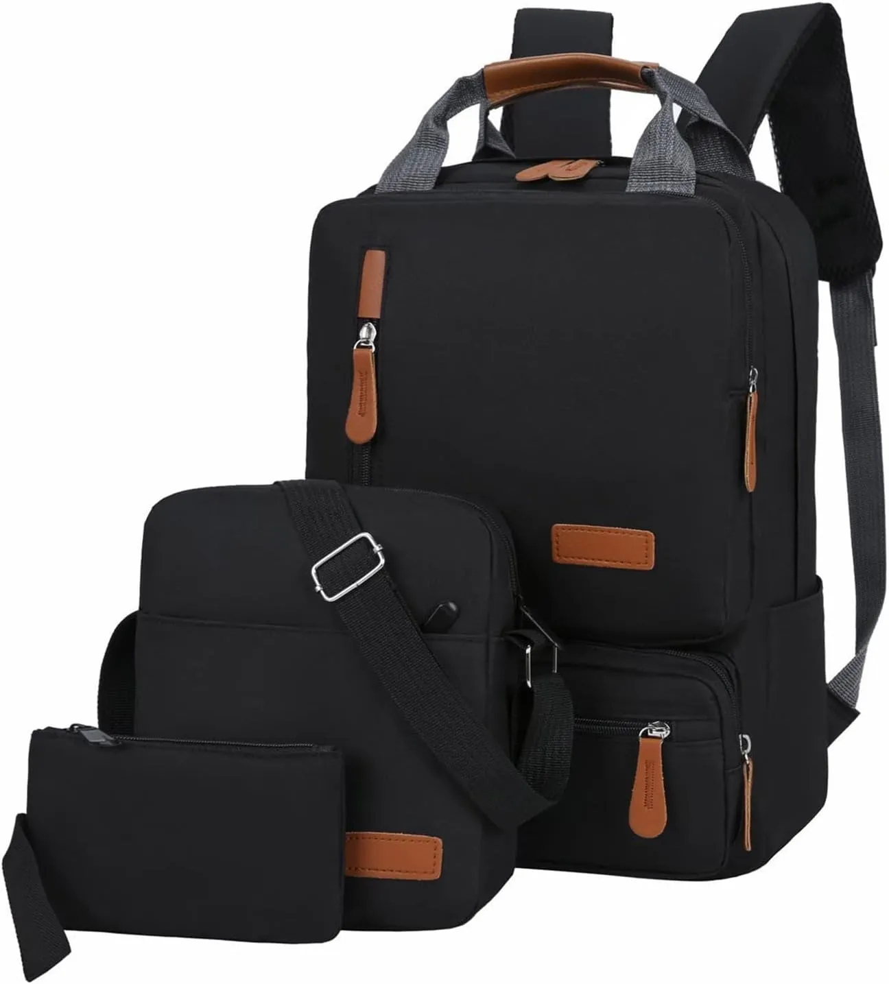 Leather Travel Backpack for Women Casual Daypack with Anti-Theft Back Pocket Stylish Daypack Purse Shoulder Bag(Black)