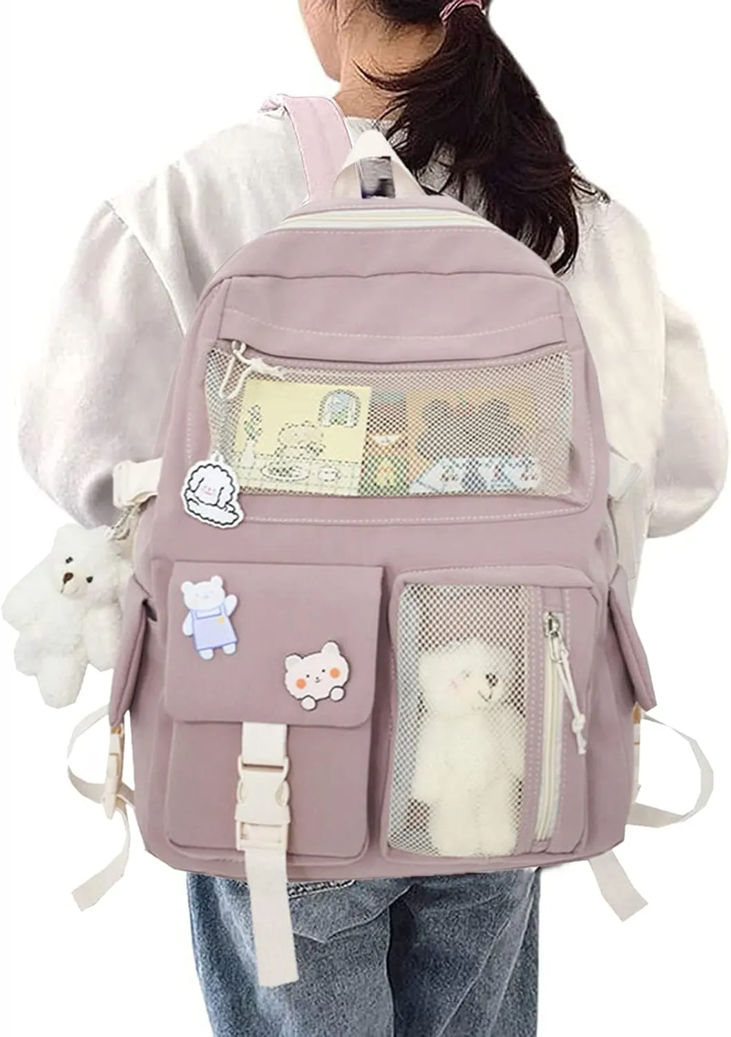 Leather Travel Backpack for Women Convertible Shoulder Bags with Wristlet for Work College Clear Mini Backpack(One Size)