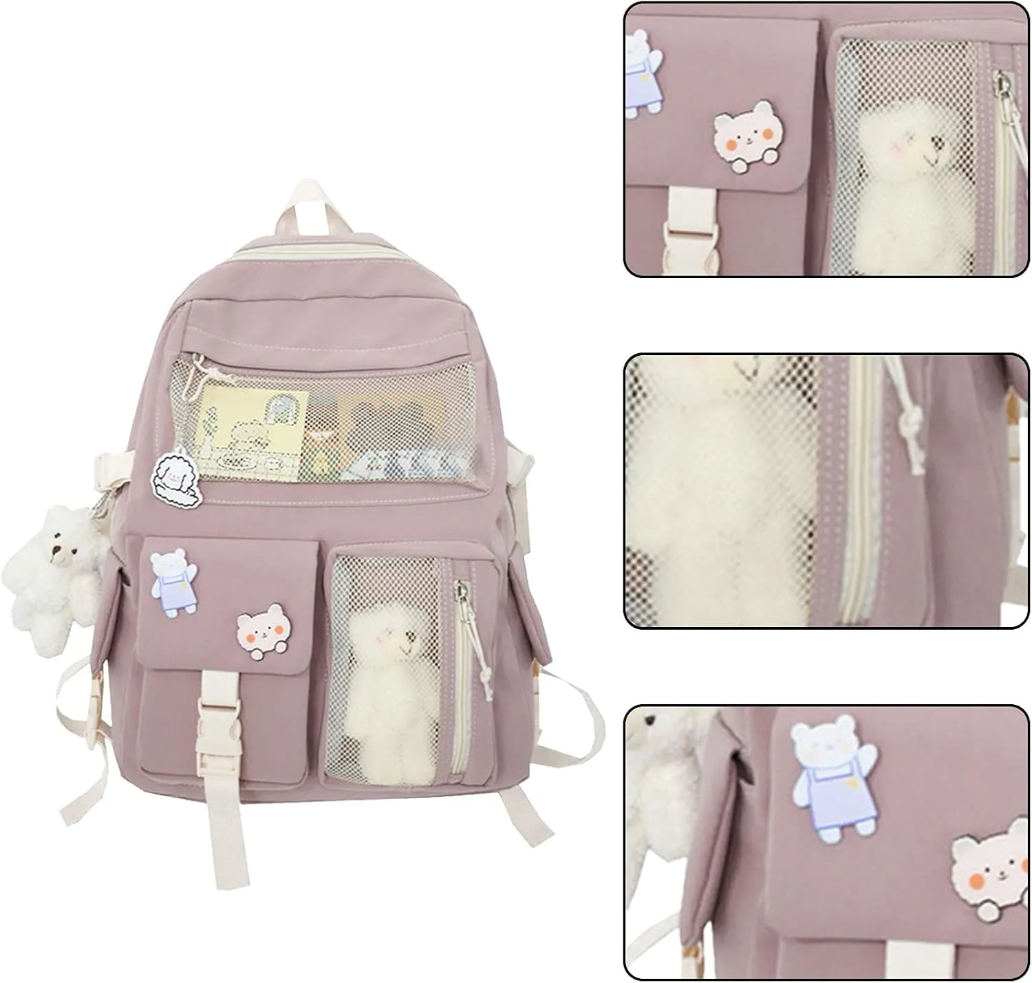 Leather Travel Backpack for Women Convertible Shoulder Bags with Wristlet for Work College Clear Mini Backpack(One Size)
