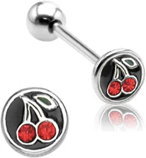 Lesbian Pride Cherries/Cherry Tongue Ring - LGBTQ Jewelry Barbell (Tongue/Body Jewelry)