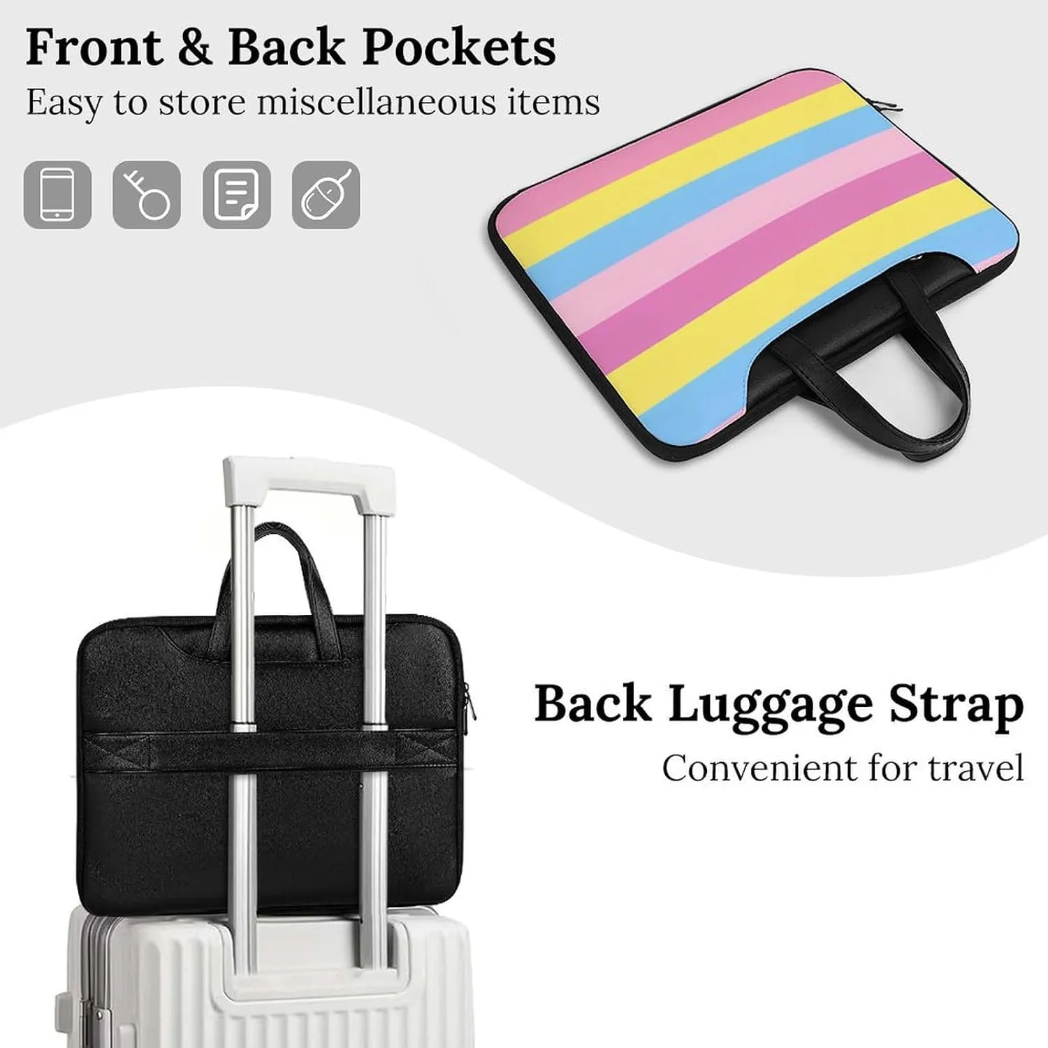 LGBT Transgender Pride Flag Laptop Tote Bag Waterproof Computer Carrying Case Business Office Briefcase