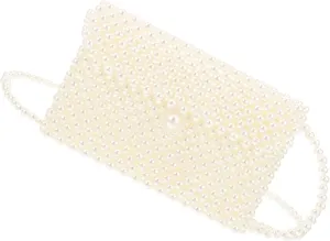 LIFKOME Handmade Pearl Bag Elegant Beaded Evening Clutch Purse for Women Stylish Phone Pouch for Weddings Parties and Casual Wear White