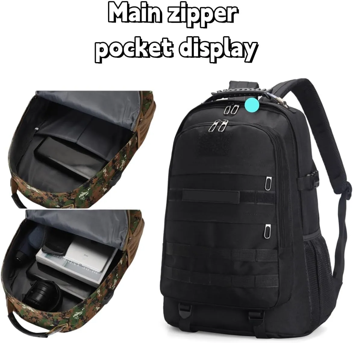 Light tactical backpack, College backpacksUSB charging port Hiking/climbing/camping/outdoor travel backpack (Black)