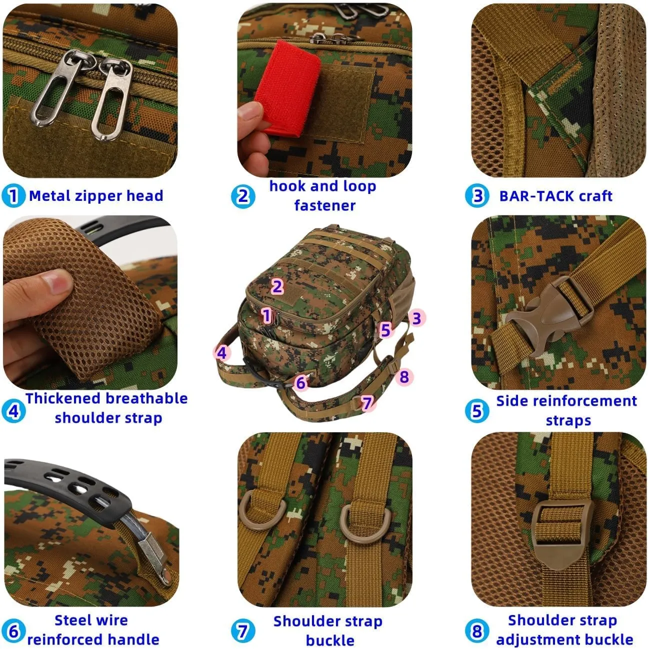Light tactical backpack, College backpacksUSB charging port Hiking/climbing/camping/outdoor travel backpack (Camouflage green)