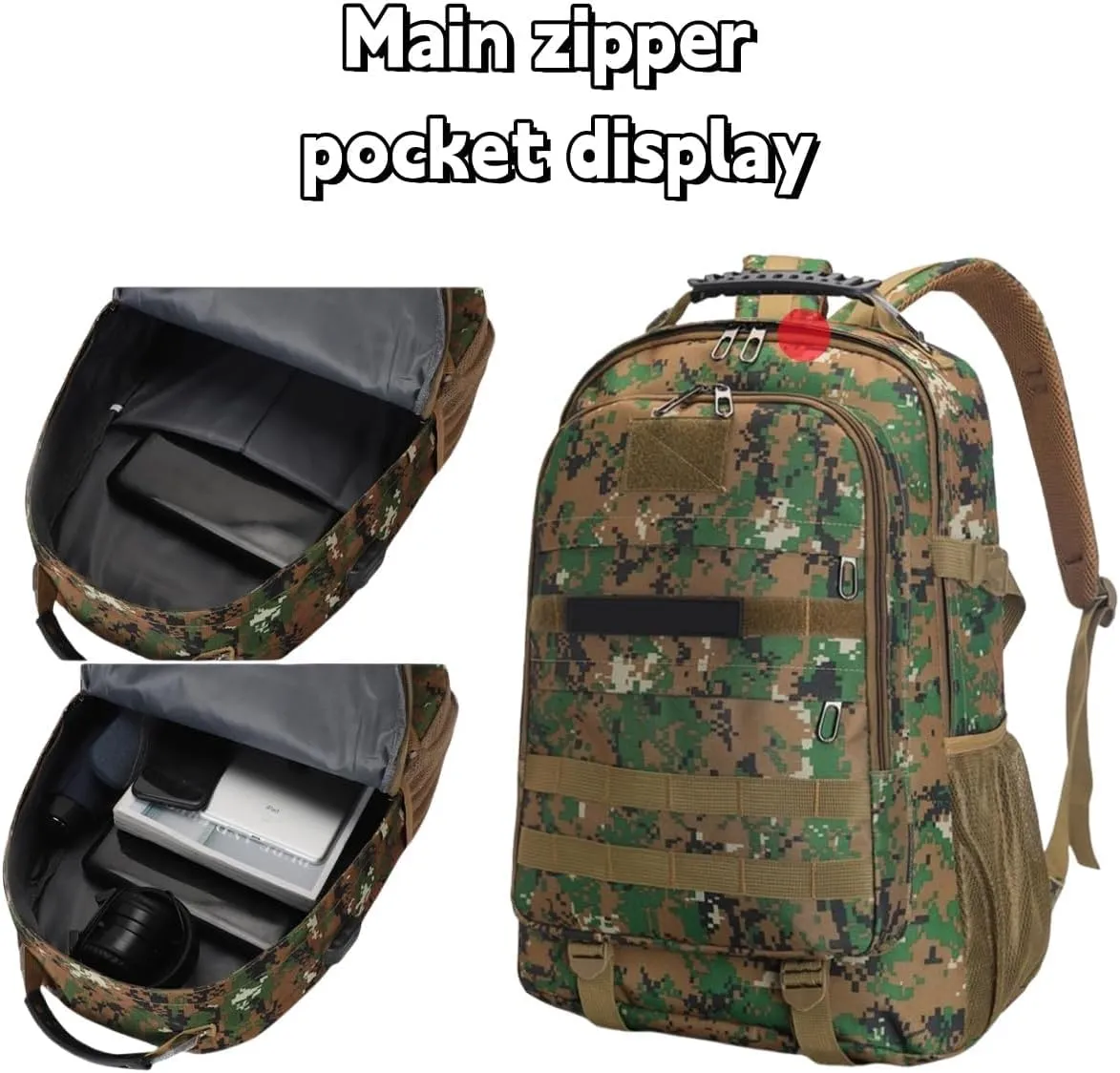 Light tactical backpack, College backpacksUSB charging port Hiking/climbing/camping/outdoor travel backpack (Camouflage green)