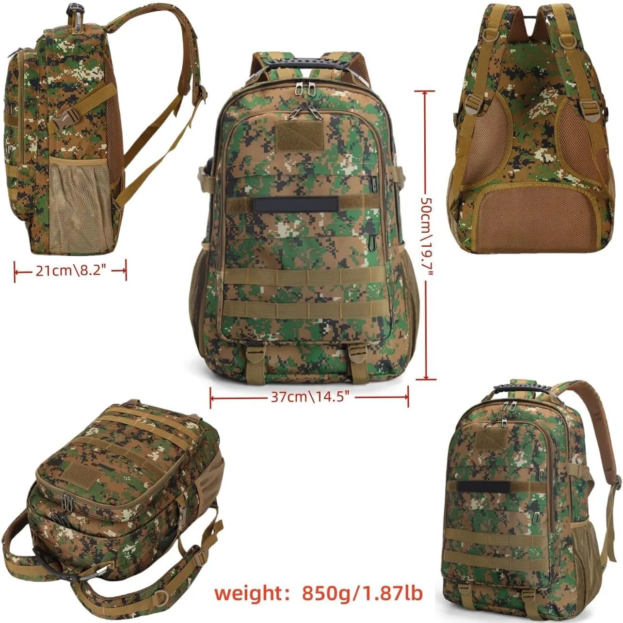 Light tactical backpack, College backpacksUSB charging port Hiking/climbing/camping/outdoor travel backpack (Camouflage green)