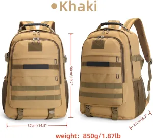 Light tactical backpack, College backpacksUSB charging port Hiking/climbing/camping/outdoor travel backpack (Khaki)