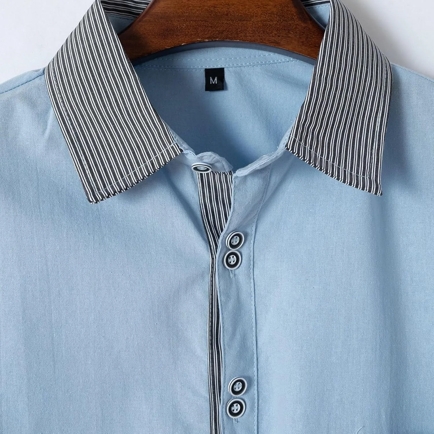 Linen Button Down Shirt Men Loose Comfy Short Sleeve Color Block Blouses with Pocket Casual Business Solid Shirts Top