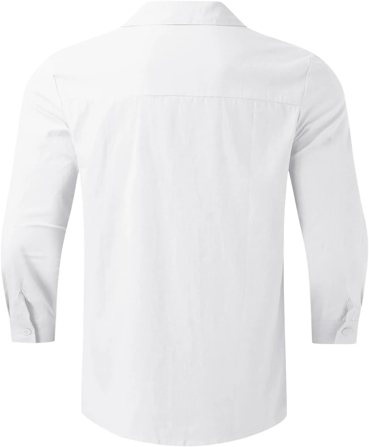Linen Shirts for Men Big and Tall Casual Button Down Long Sleeve Solid Spread Collar Shirt Summer Hawaiian Beach Tops