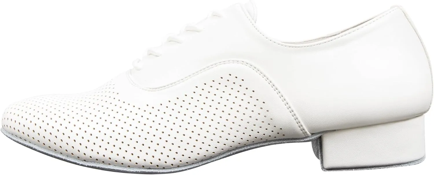 Linodes Breathable Men's Latin Dance Shoes 1 Inch Leather Sole Ballroom Salsa Tango Waltz Character Shoe