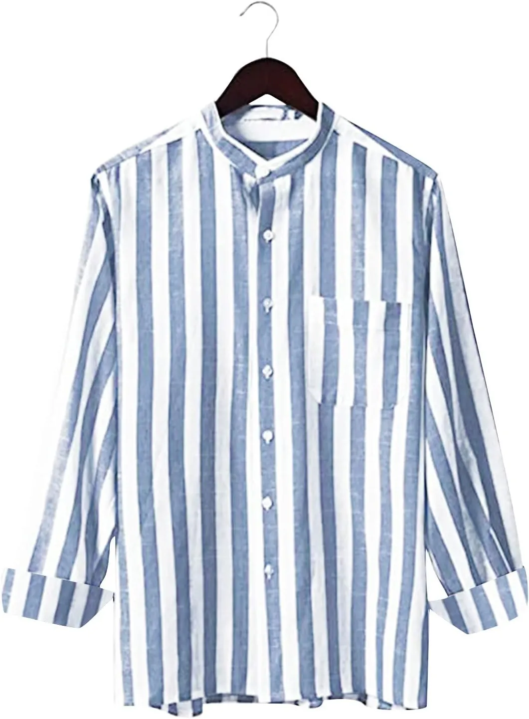 Long Sleeve Shirts for Men Buckle Collar Pocket Long Sleeve Shirt Top Long Sleeve Shirt Mens Dress Shirts Button