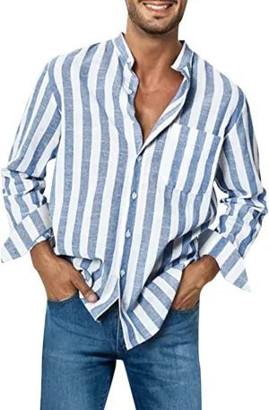 Long Sleeve Shirts for Men Buckle Collar Pocket Long Sleeve Shirt Top Long Sleeve Shirt Mens Dress Shirts Button