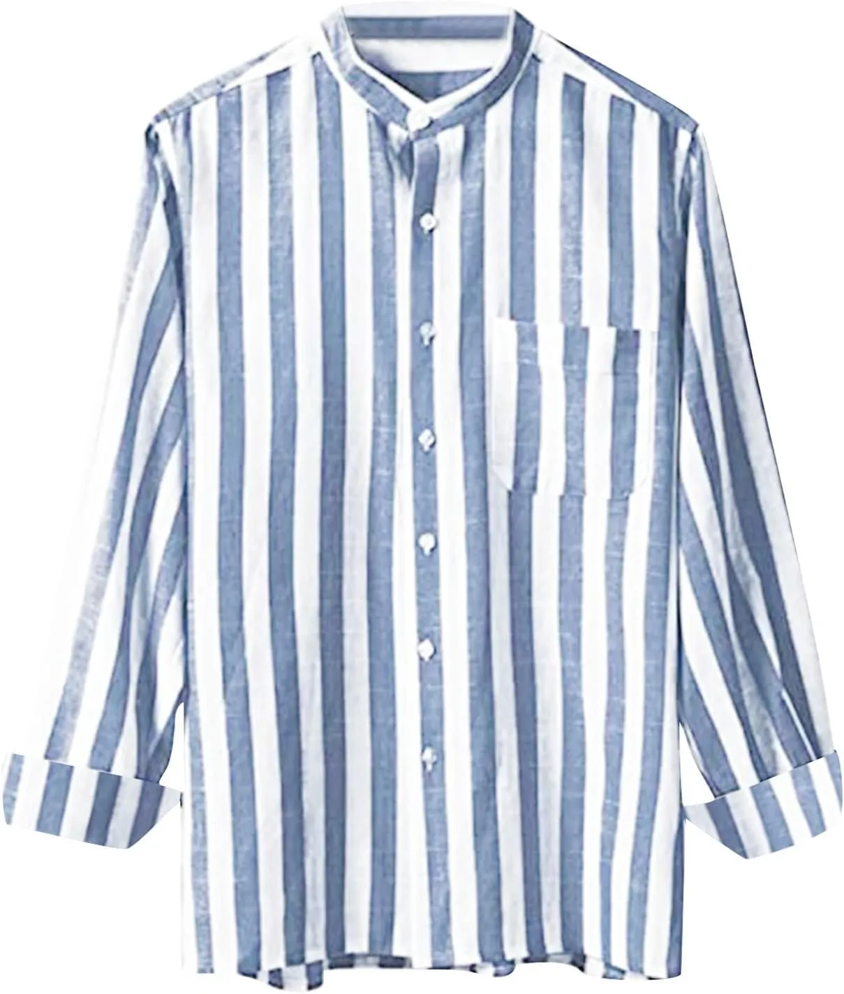 Long Sleeve Shirts for Men Buckle Collar Pocket Long Sleeve Shirt Top Long Sleeve Shirt Mens Dress Shirts Button