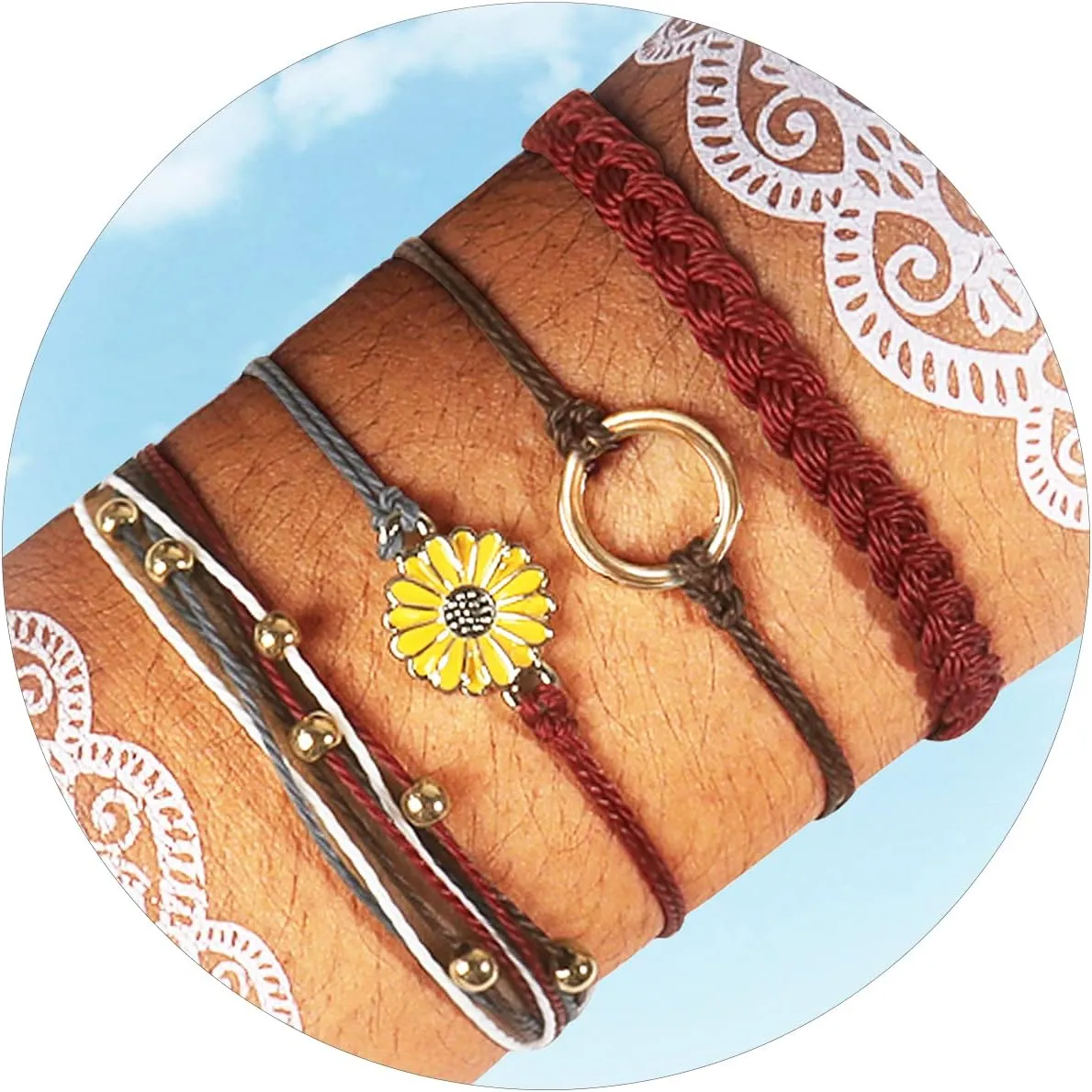 Long tiantian Wave Bracelets for Teen Girls Boys Cute Boho Braided String Beach Ocean Bracelet for Women Summer Jewelry Gift (N)