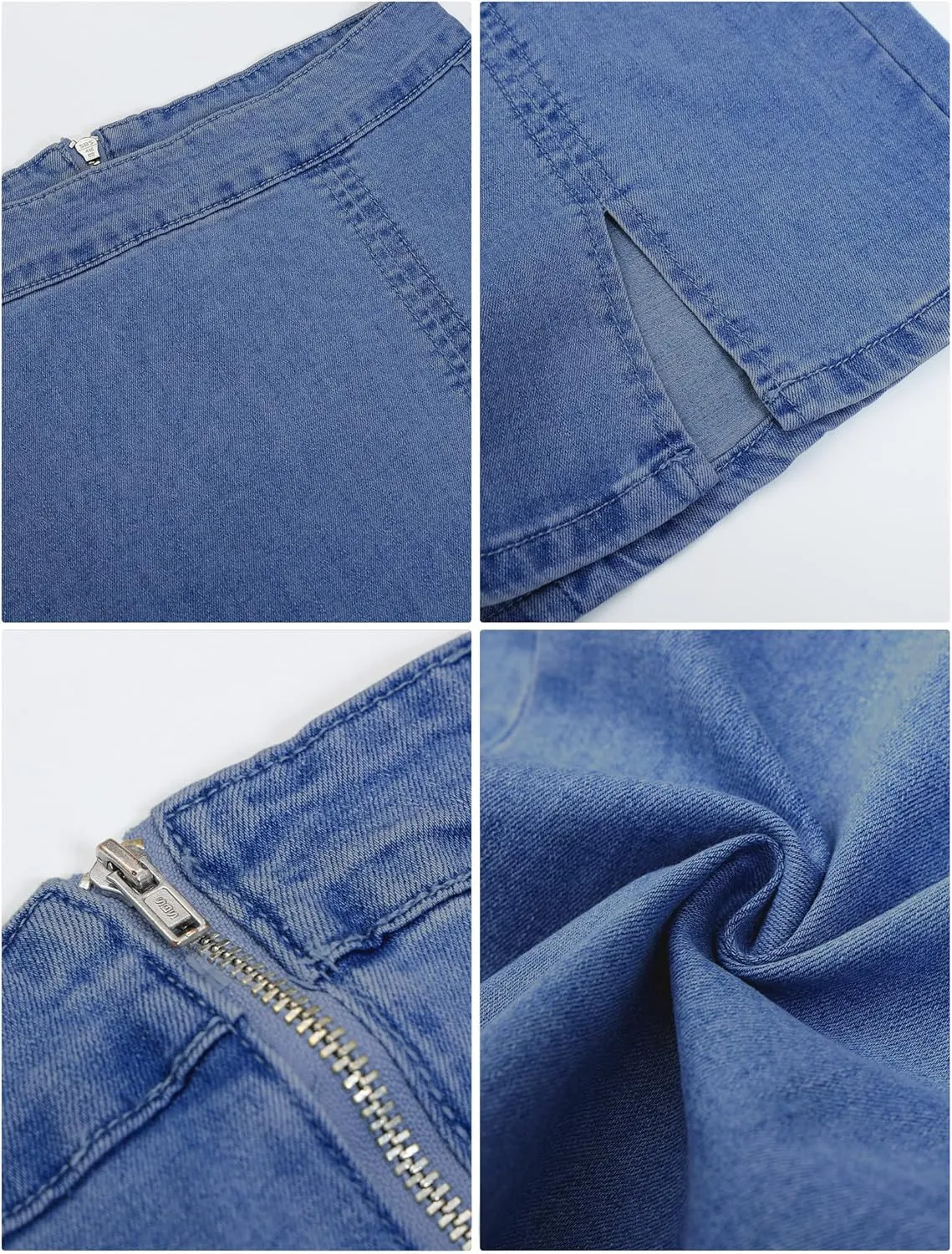 luvamia Jean Skirt for Women with Slit High Wasited Bodycon Stretch Pencil Mini Short Denim Skirts