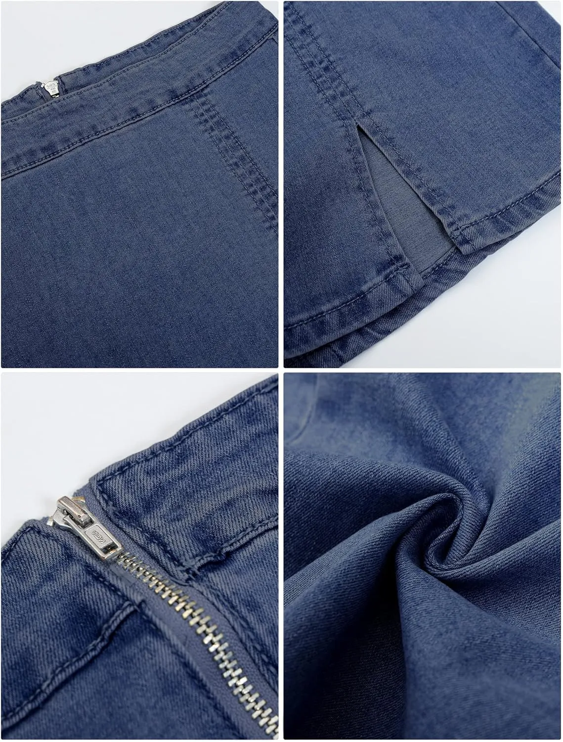luvamia Jean Skirt for Women with Slit High Wasited Bodycon Stretch Pencil Mini Short Denim Skirts