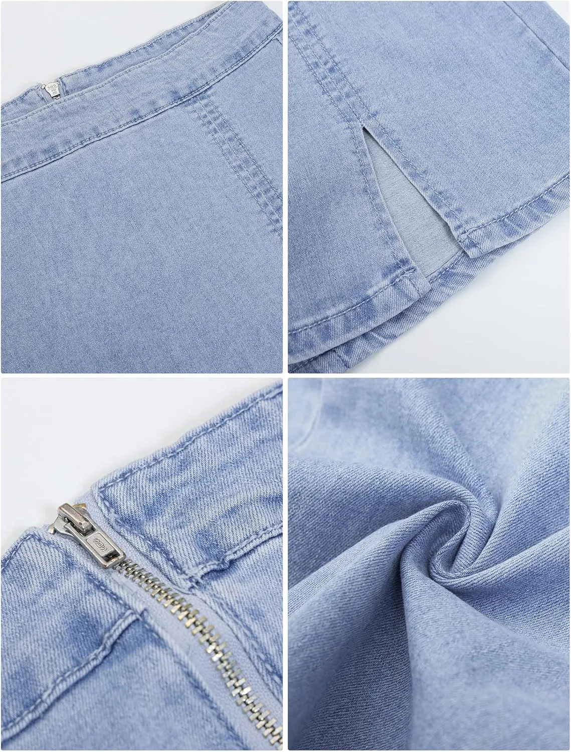 luvamia Jean Skirt for Women with Slit High Wasited Bodycon Stretch Pencil Mini Short Denim Skirts