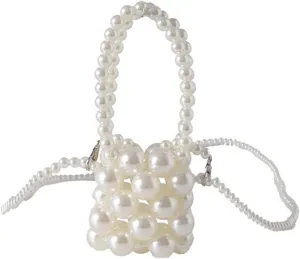 Luxury Pearl Bag Chain Bag Purse Ladies Beaded Cross Body Shoulder Bag Handmade Bags Women's Clutches for Wedding Party Bridal Party Gifts for Girls Women 01