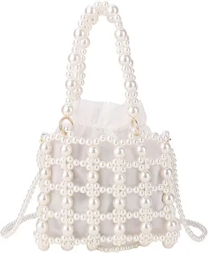 Luxury Pearl Bag Chain Bag Purse Ladies Beaded Cross Body Shoulder Bag Handmade Bags Women's Clutches for Wedding Party Bridal Party Gifts for Girls Women 12