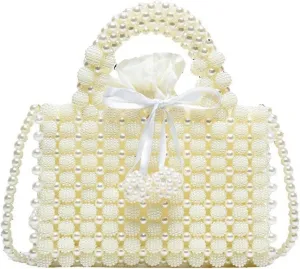 Luxury Pearl Bag Chain Bag Purse Ladies Beaded Cross Body Shoulder Bag Handmade Bags Women's Clutches for Wedding Party Bridal Party Gifts for Girls Women 28