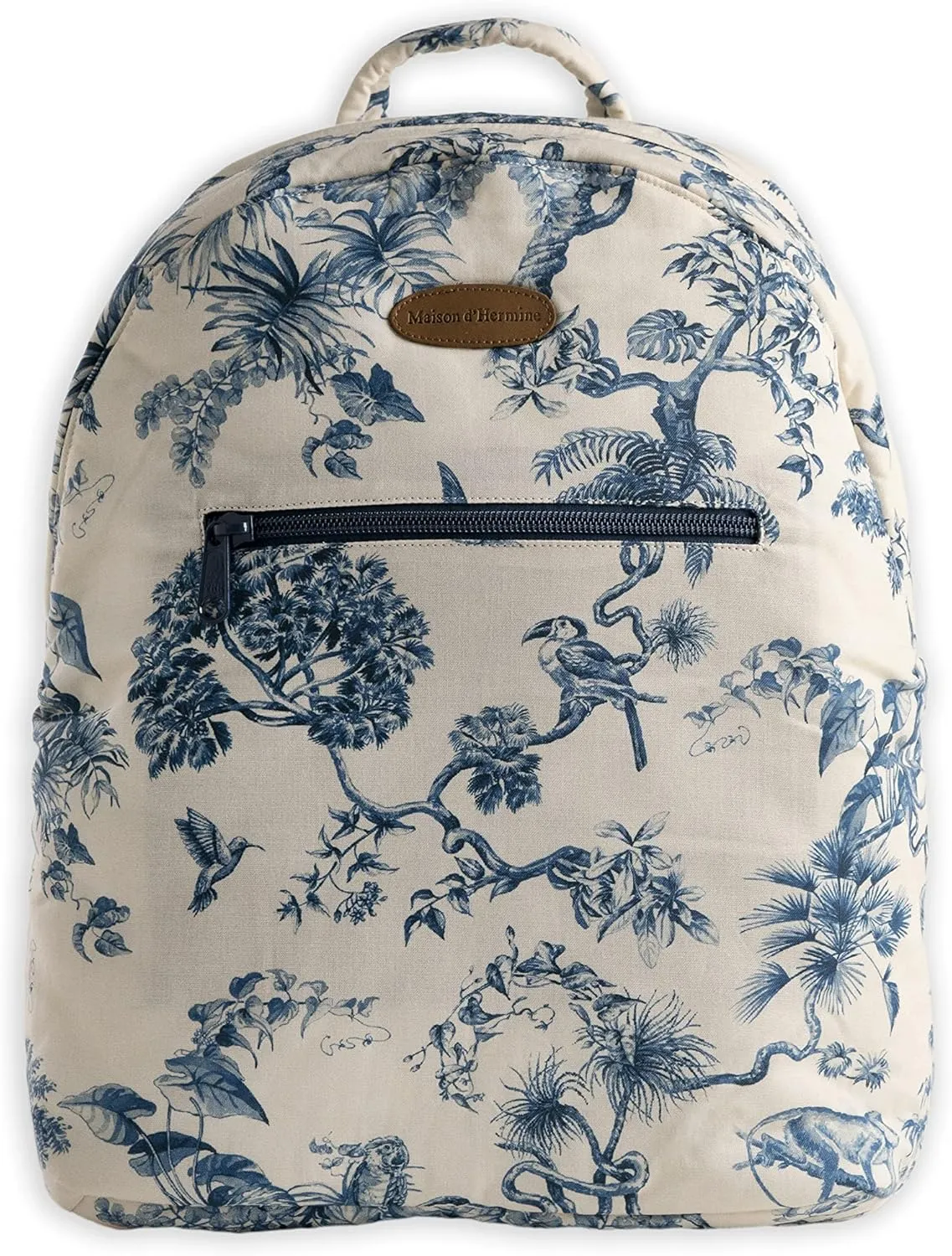 Maison d' Hermine Backpack for Women Men Cotton Shoulder Multipurpose Rucksack with Small Pouch Lightweight Multi Pocket Bag for Travel Work Beach Daypack Perfect for Gift (Bonobo - Blue)