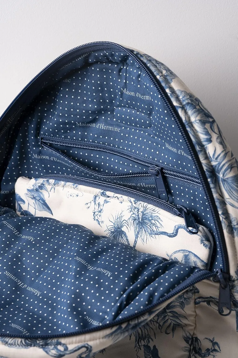 Maison d' Hermine Backpack for Women Men Cotton Shoulder Multipurpose Rucksack with Small Pouch Lightweight Multi Pocket Bag for Travel Work Beach Daypack Perfect for Gift (Bonobo - Blue)