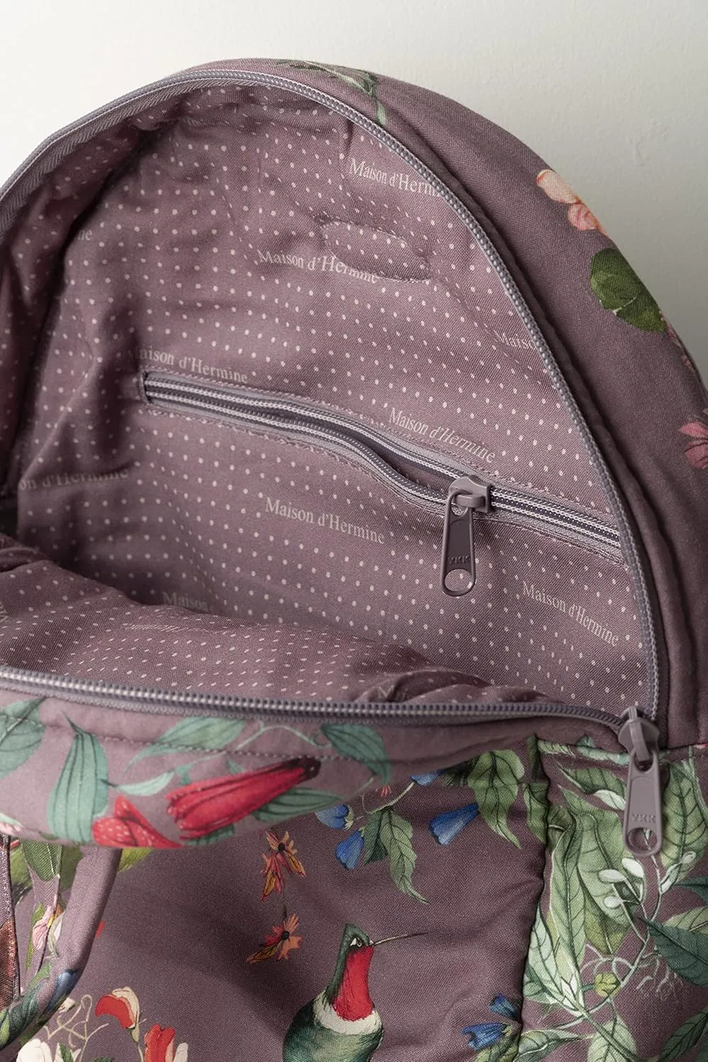 Maison d' Hermine Backpack for Women Men Cotton Shoulder Multipurpose Rucksack with Small Pouch Lightweight Multi Pocket Bag for Travel Work Beach Daypack Perfect for Gift (Eden - Violet)
