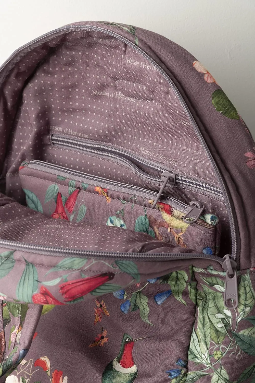 Maison d' Hermine Backpack for Women Men Cotton Shoulder Multipurpose Rucksack with Small Pouch Lightweight Multi Pocket Bag for Travel Work Beach Daypack Perfect for Gift (Eden - Violet)