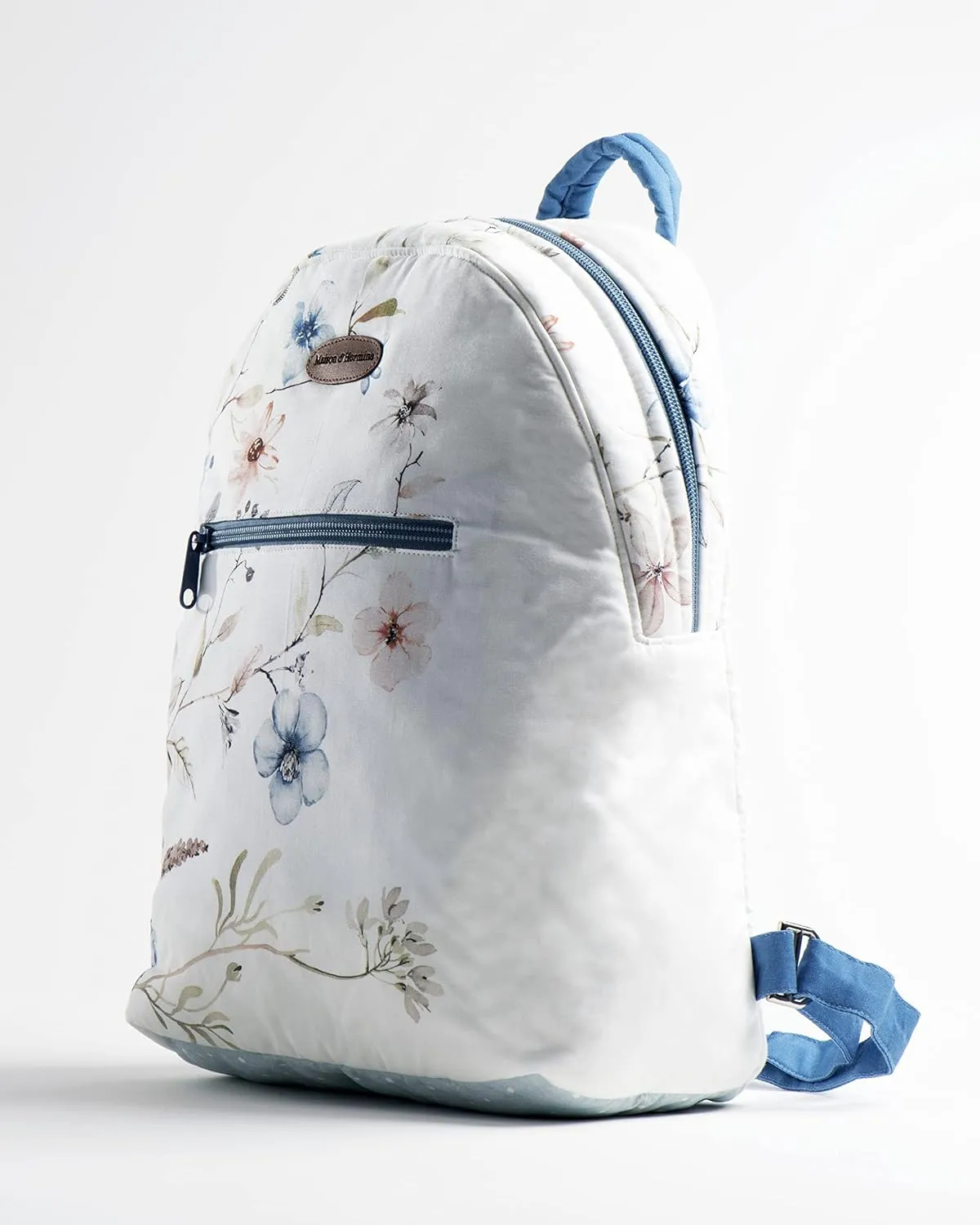 Maison d' Hermine Backpack for Women Men Cotton Shoulder Multipurpose Rucksack with Small Pouch Lightweight Multi Pocket Bag for Travel Work Beach Daypack Perfect for Gift (Ice Florals)
