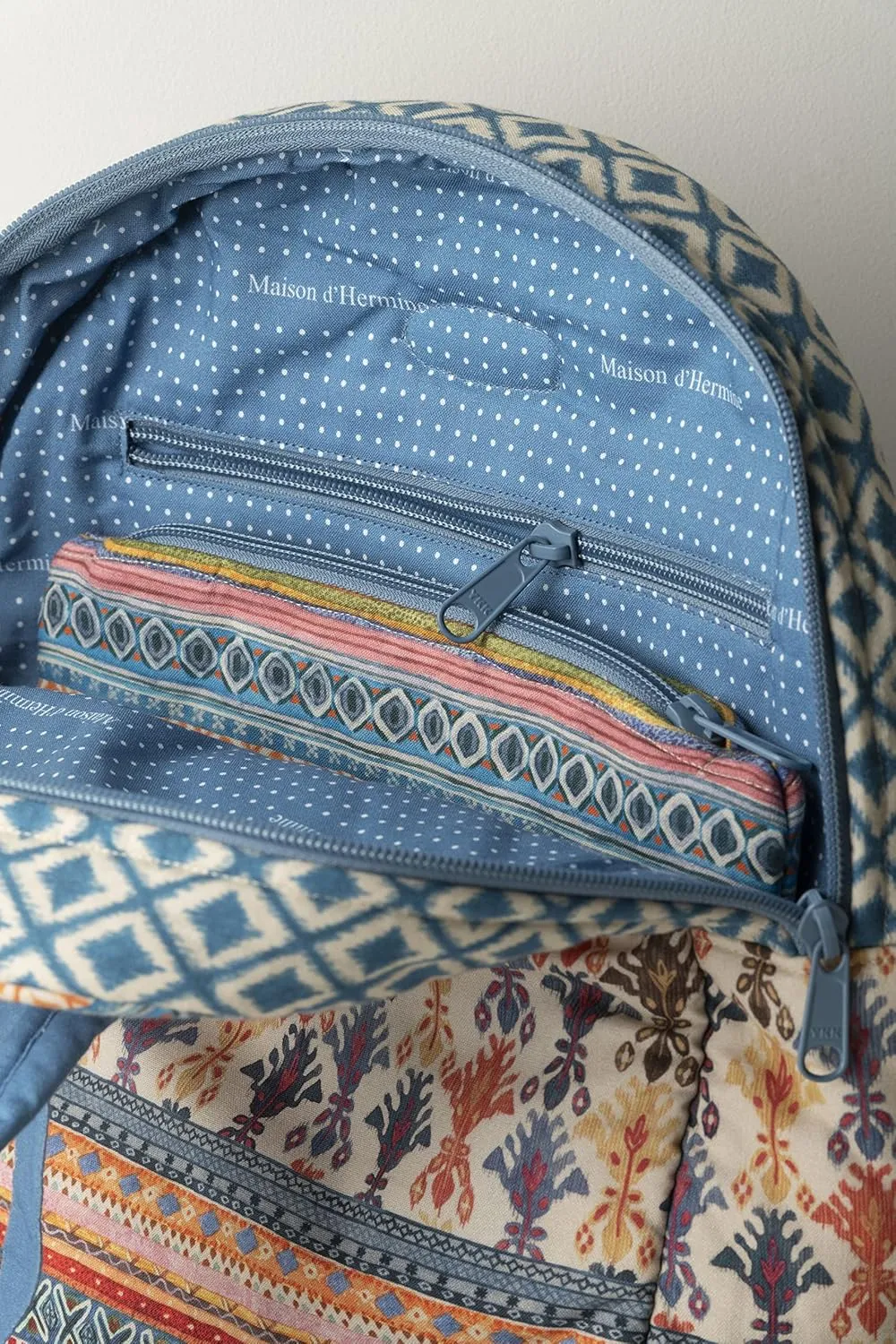 Maison d' Hermine Backpack for Women Men Cotton Shoulder Multipurpose Rucksack with Small Pouch Lightweight Multi Pocket Bag for Travel Work Beach Daypack Perfect for Gift (Ikat - Ikatan)