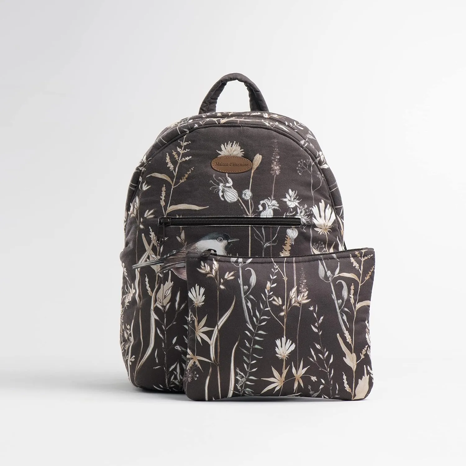 Maison d' Hermine Backpack for Women Men Cotton Shoulder Multipurpose Rucksack with Small Pouch Lightweight Multi Pocket Bag for Travel Work Beach Daypack Perfect for Gift (Meadow Florals)
