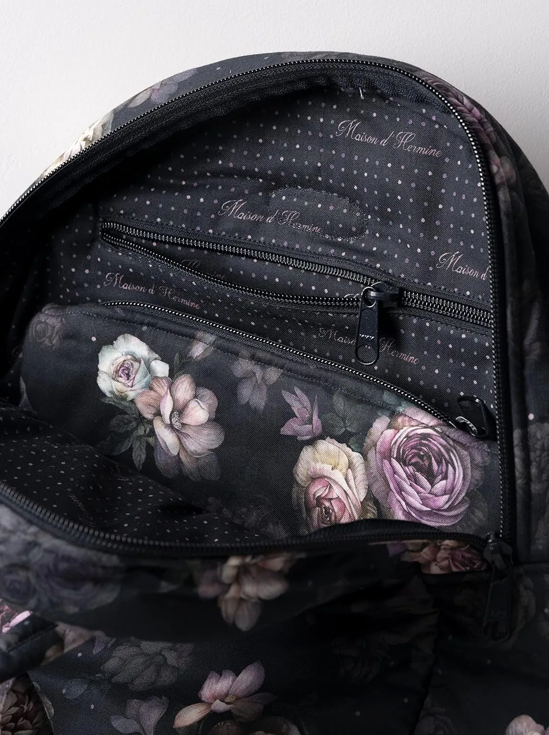 Maison d' Hermine Backpack for Women Men Cotton Shoulder Multipurpose Rucksack with Small Pouch Lightweight Multi Pocket Bag for Travel Work Beach Daypack Perfect for Gift (Moody Florals)