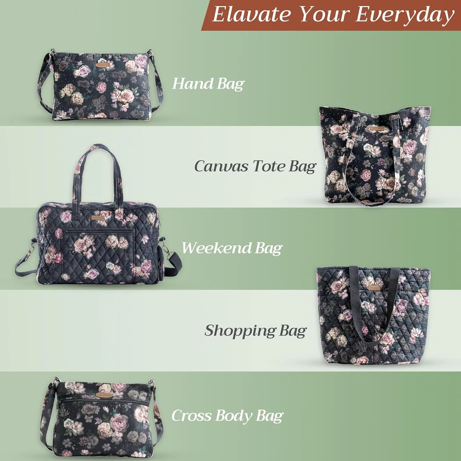 Maison d' Hermine Backpack for Women Men Cotton Shoulder Multipurpose Rucksack with Small Pouch Lightweight Multi Pocket Bag for Travel Work Beach Daypack Perfect for Gift (Moody Florals)