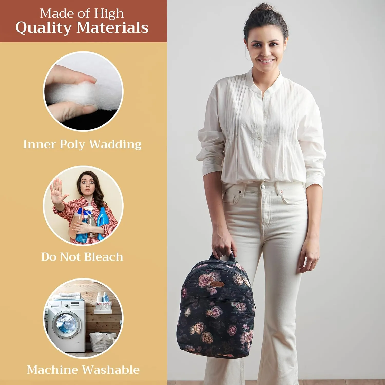 Maison d' Hermine Backpack for Women Men Cotton Shoulder Multipurpose Rucksack with Small Pouch Lightweight Multi Pocket Bag for Travel Work Beach Daypack Perfect for Gift (Moody Florals)