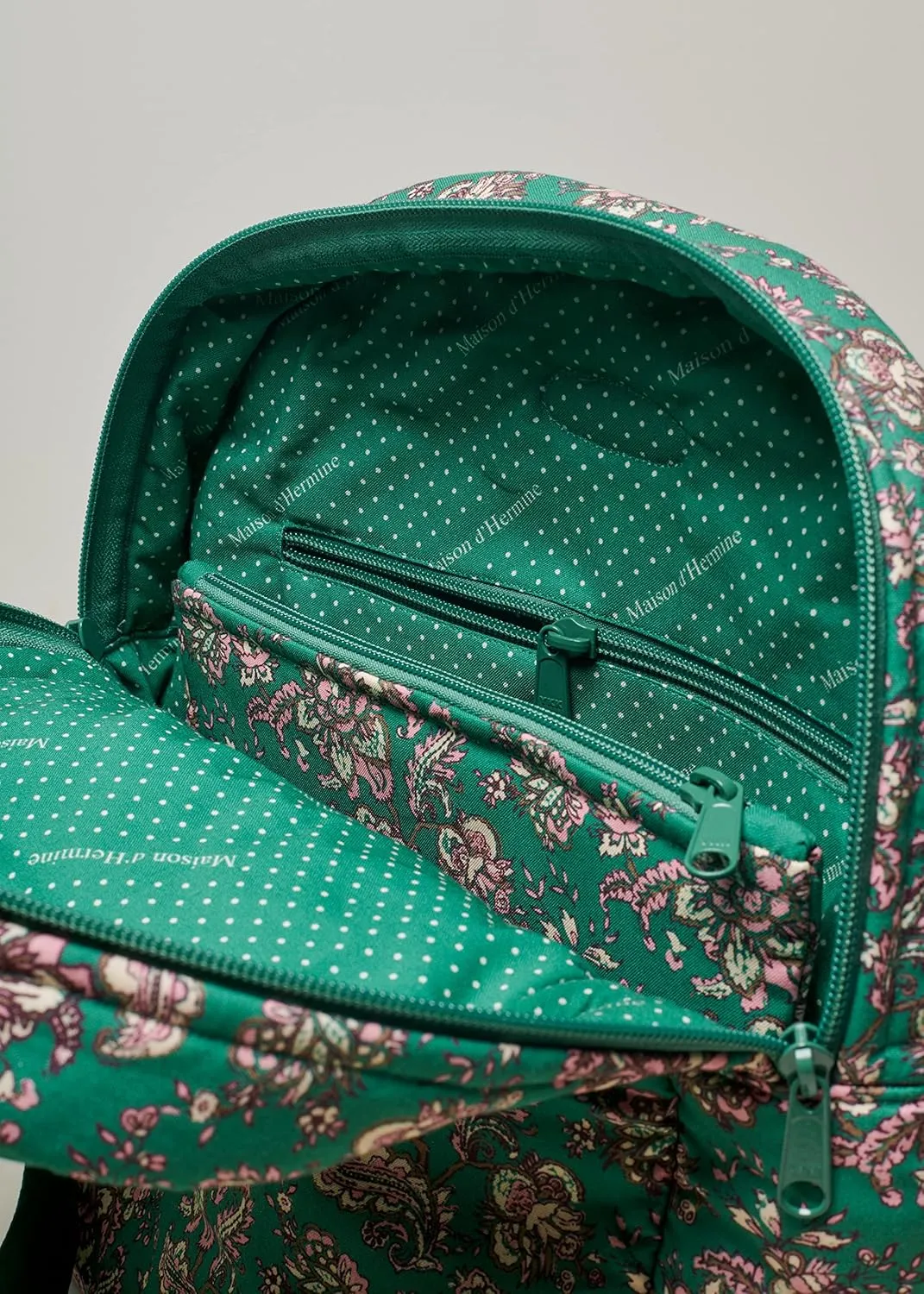 Maison d' Hermine Backpack for Women Men Cotton Shoulder Multipurpose Rucksack with Small Pouch Lightweight Multi Pocket Bag for Travel Work Beach Daypack Perfect for Gift (Surya - Green)