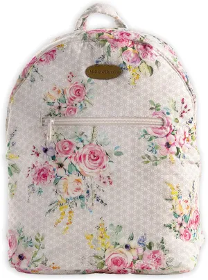 Maison d' Hermine Backpack for Women Men Cotton Shoulder Multipurpose Rucksack with Small Pouch Lightweight Multi Pocket Bag for Travel Work Beach Daypack Perfect for Gift (Sweet Rose Lavender - Lush)