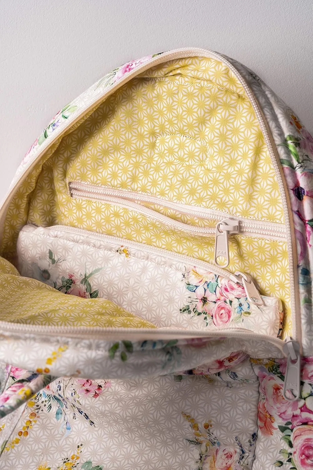 Maison d' Hermine Backpack for Women Men Cotton Shoulder Multipurpose Rucksack with Small Pouch Lightweight Multi Pocket Bag for Travel Work Beach Daypack Perfect for Gift (Sweet Rose Lavender - Lush)
