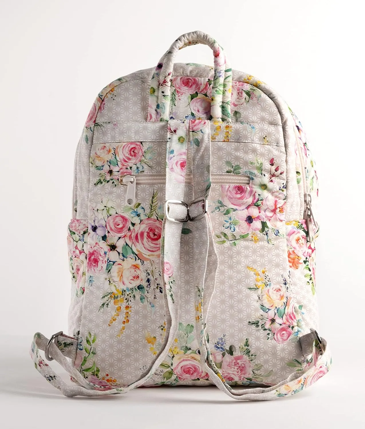 Maison d' Hermine Backpack for Women Men Cotton Shoulder Multipurpose Rucksack with Small Pouch Lightweight Multi Pocket Bag for Travel Work Beach Daypack Perfect for Gift (Sweet Rose Lavender - Lush)
