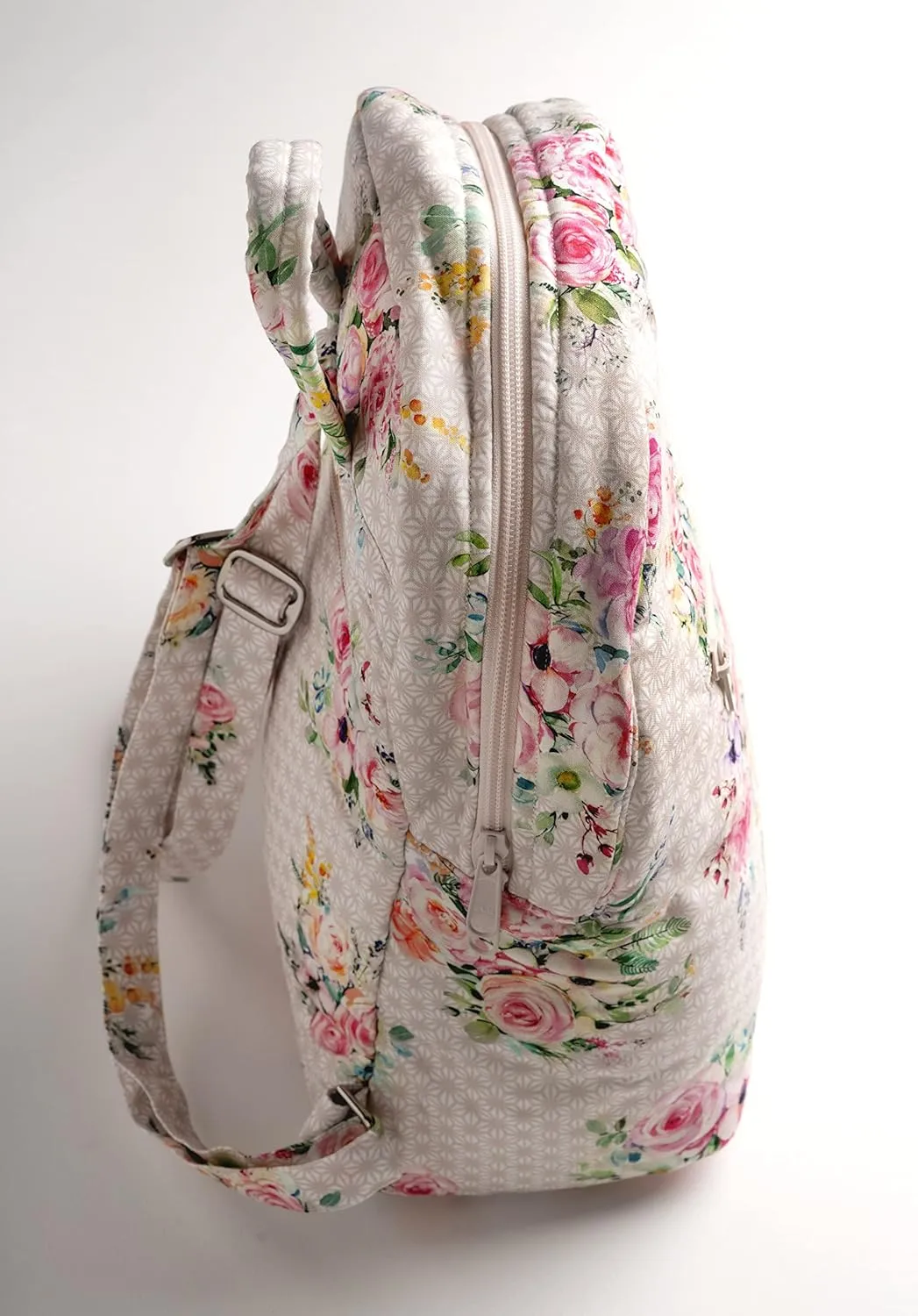 Maison d' Hermine Backpack for Women Men Cotton Shoulder Multipurpose Rucksack with Small Pouch Lightweight Multi Pocket Bag for Travel Work Beach Daypack Perfect for Gift (Sweet Rose Lavender - Lush)