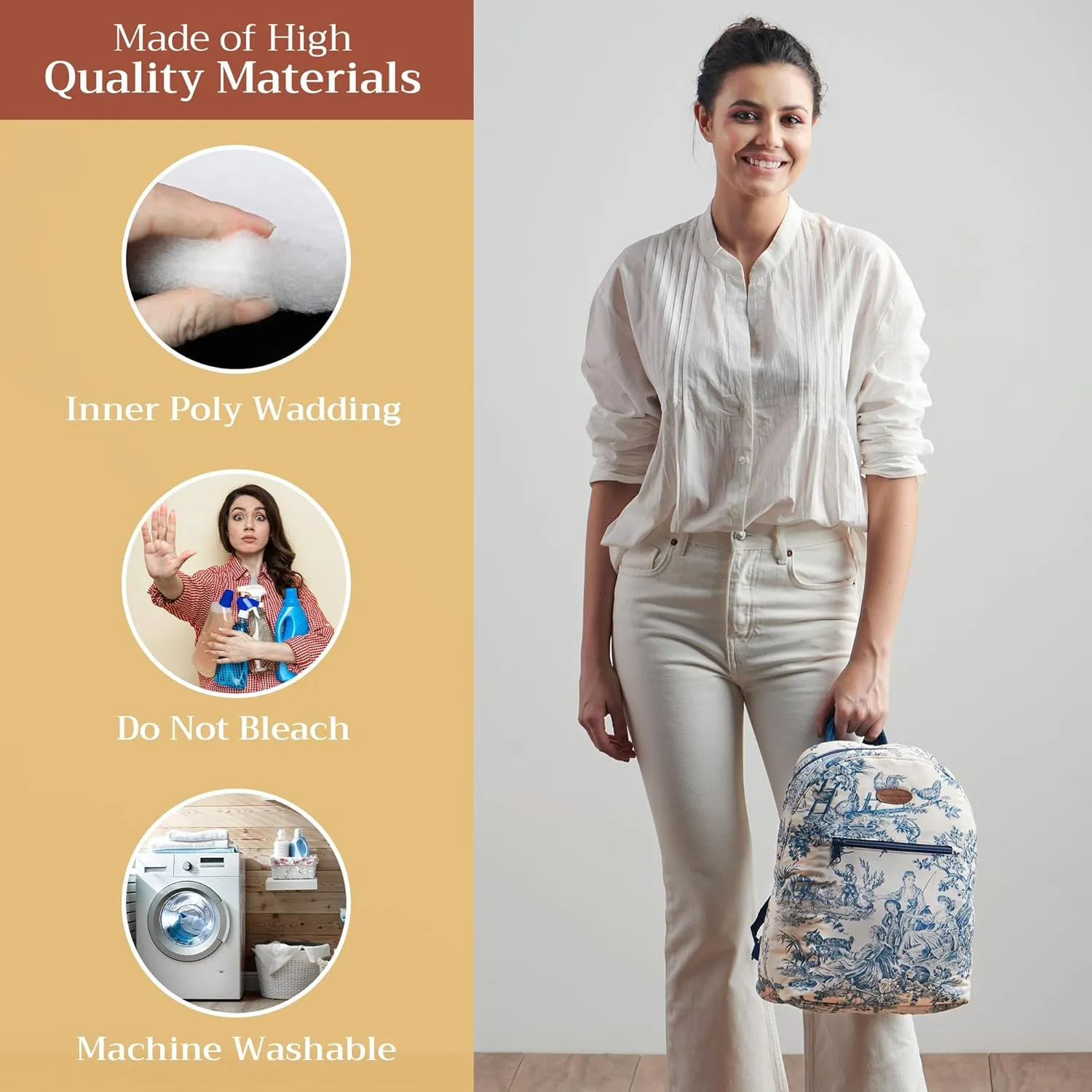 Maison d' Hermine Backpack for Women Men Cotton Shoulder Multipurpose Rucksack with Small Pouch Lightweight Multi Pocket Bag for Travel Work Beach Daypack Perfect for Gift (The Miller - Blue)
