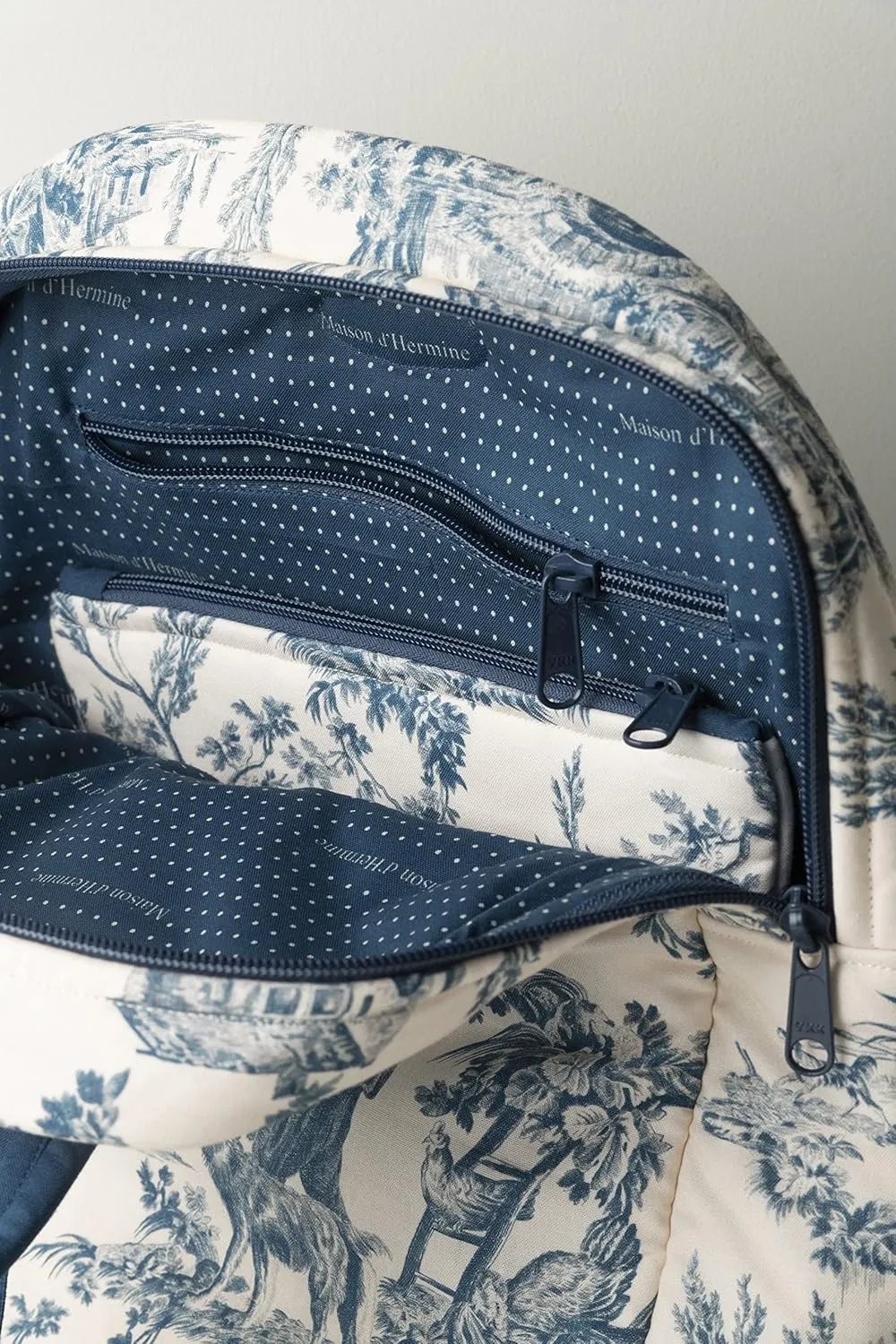 Maison d' Hermine Backpack for Women Men Cotton Shoulder Multipurpose Rucksack with Small Pouch Lightweight Multi Pocket Bag for Travel Work Beach Daypack Perfect for Gift (The Miller - Blue)