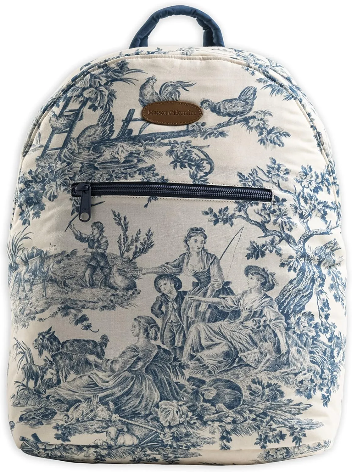Maison d' Hermine Backpack for Women Men Cotton Shoulder Multipurpose Rucksack with Small Pouch Lightweight Multi Pocket Bag for Travel Work Beach Daypack Perfect for Gift (The Miller - Blue)