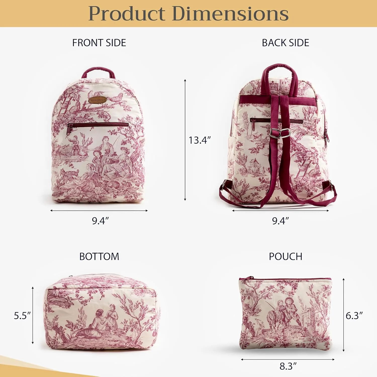Maison d' Hermine Backpack for Women Men Cotton Shoulder Multipurpose Rucksack with Small Pouch Lightweight Multi Pocket Bag for Travel Work Beach Daypack Perfect for Gift (The Miller - Red)