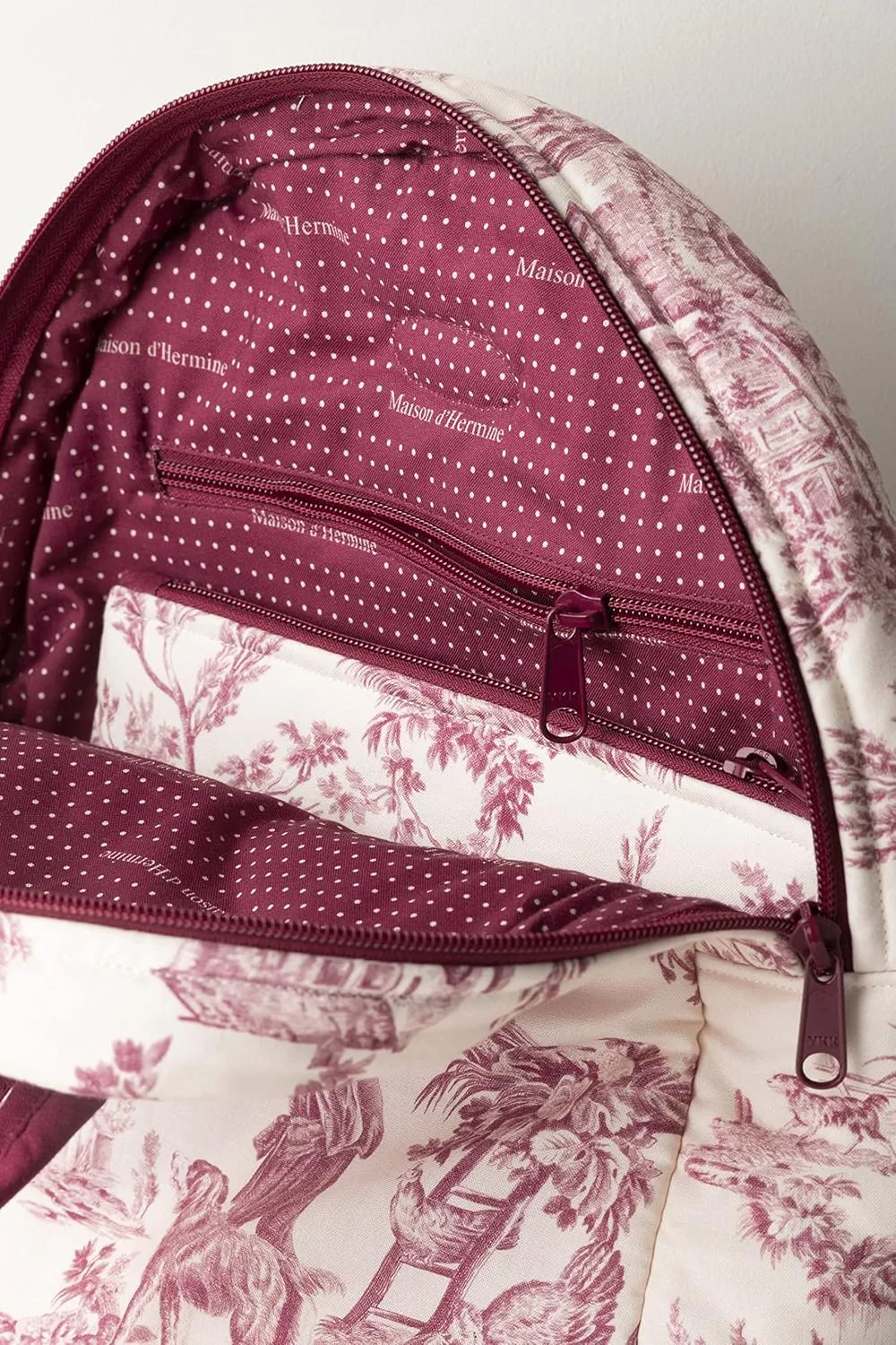 Maison d' Hermine Backpack for Women Men Cotton Shoulder Multipurpose Rucksack with Small Pouch Lightweight Multi Pocket Bag for Travel Work Beach Daypack Perfect for Gift (The Miller - Red)