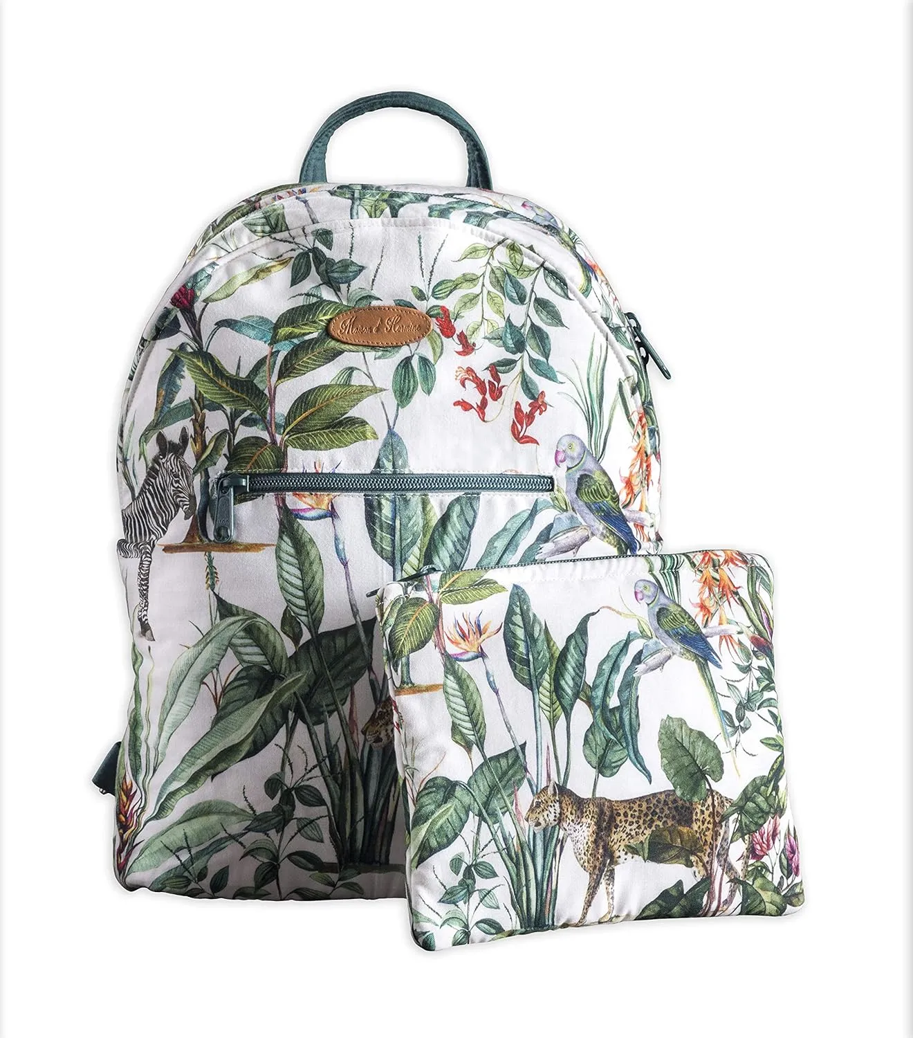 Maison d' Hermine Backpack for Women Men Cotton Shoulder Multipurpose Rucksack with Small Pouch Lightweight Multi Pocket Bag for Travel Work Beach Daypack Perfect for Gift (Wild)