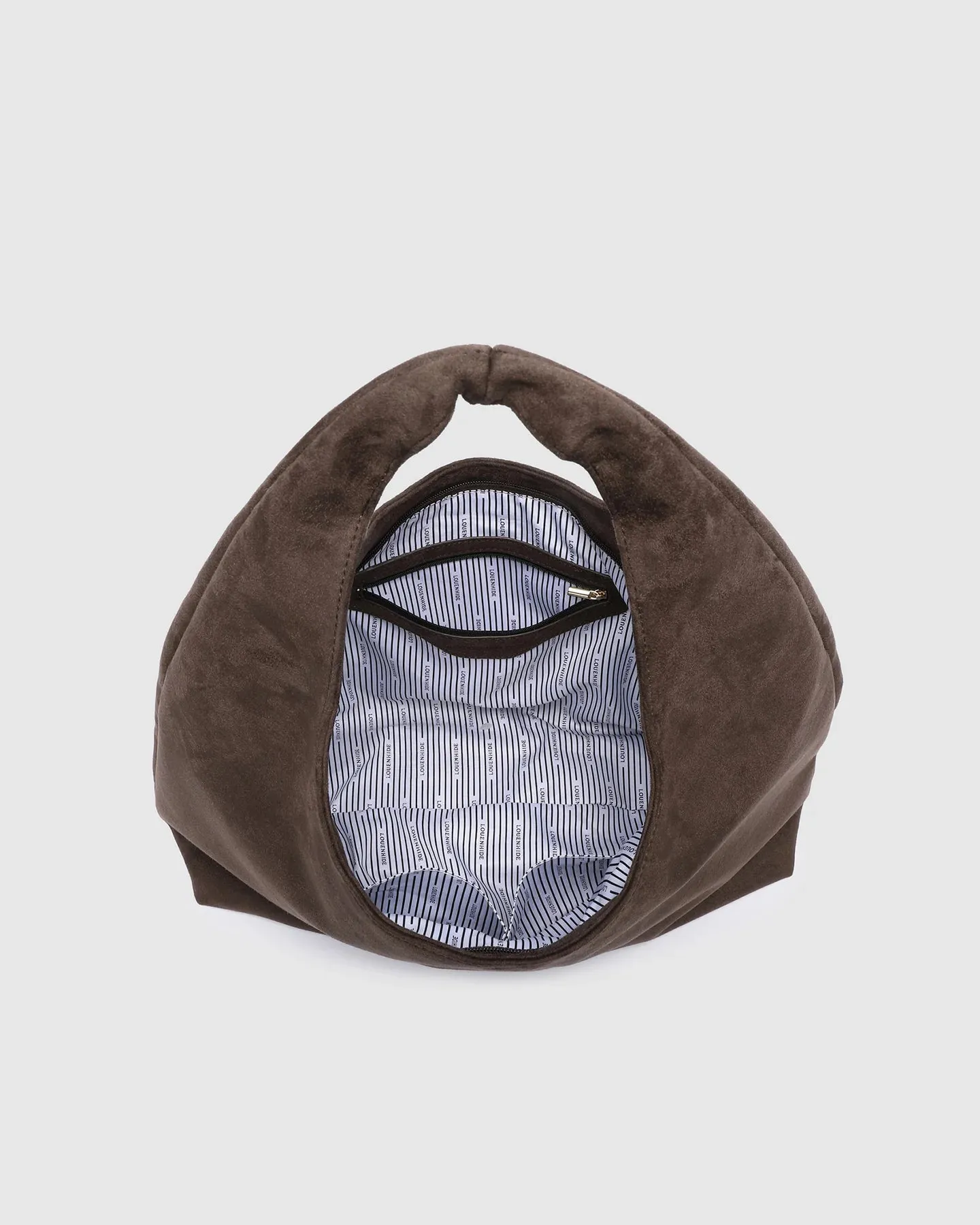 Manaco Shoulder Bag in Suede Choc by Louenhide