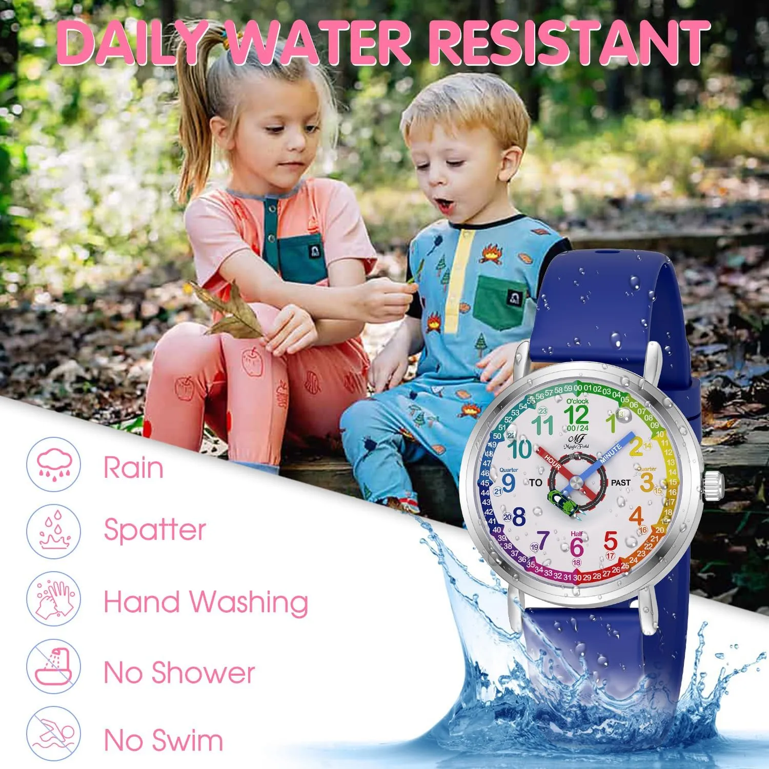 ManChDa Kids Learning Analog Watch for Girls Boys Analog Watch Time Teaching Watch for Childrens Toddler Kids 8-12 Tell Time Watch