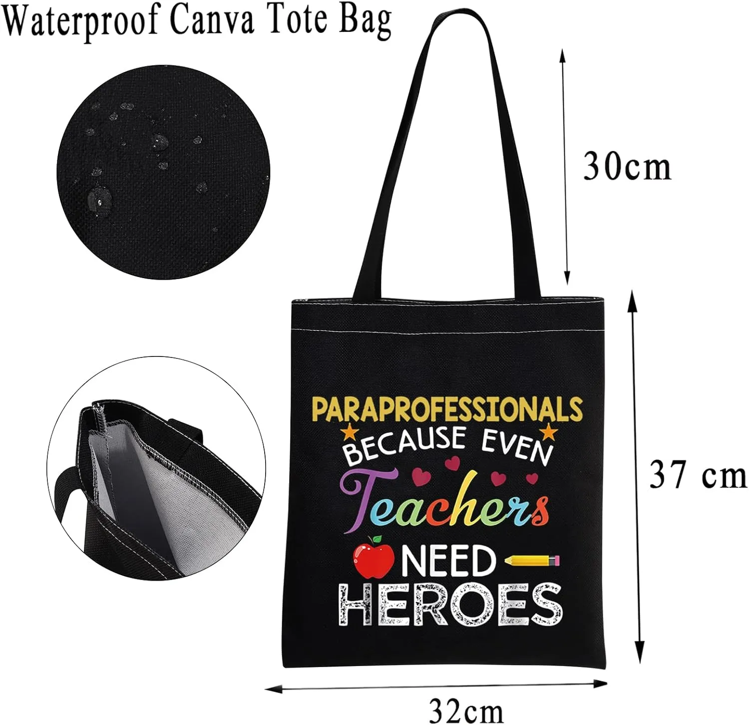 MBMSO Paraprofessional Tote Bag - Paraprofessional Appreciation Gifts for Paraeducator & Teaching Assistant (Black)
