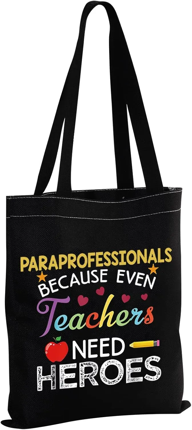 MBMSO Paraprofessional Tote Bag - Paraprofessional Appreciation Gifts for Paraeducator & Teaching Assistant (Black)